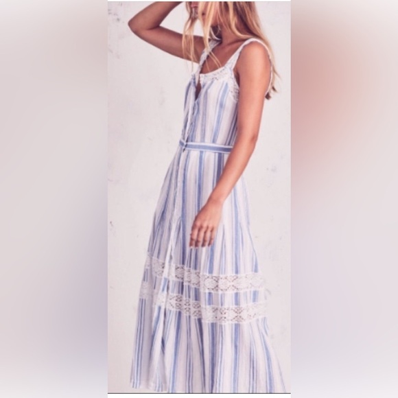 LoveShackFancy Dress M Eve Striped Maxi Prairie Dress $295 - Picture 3 of 15